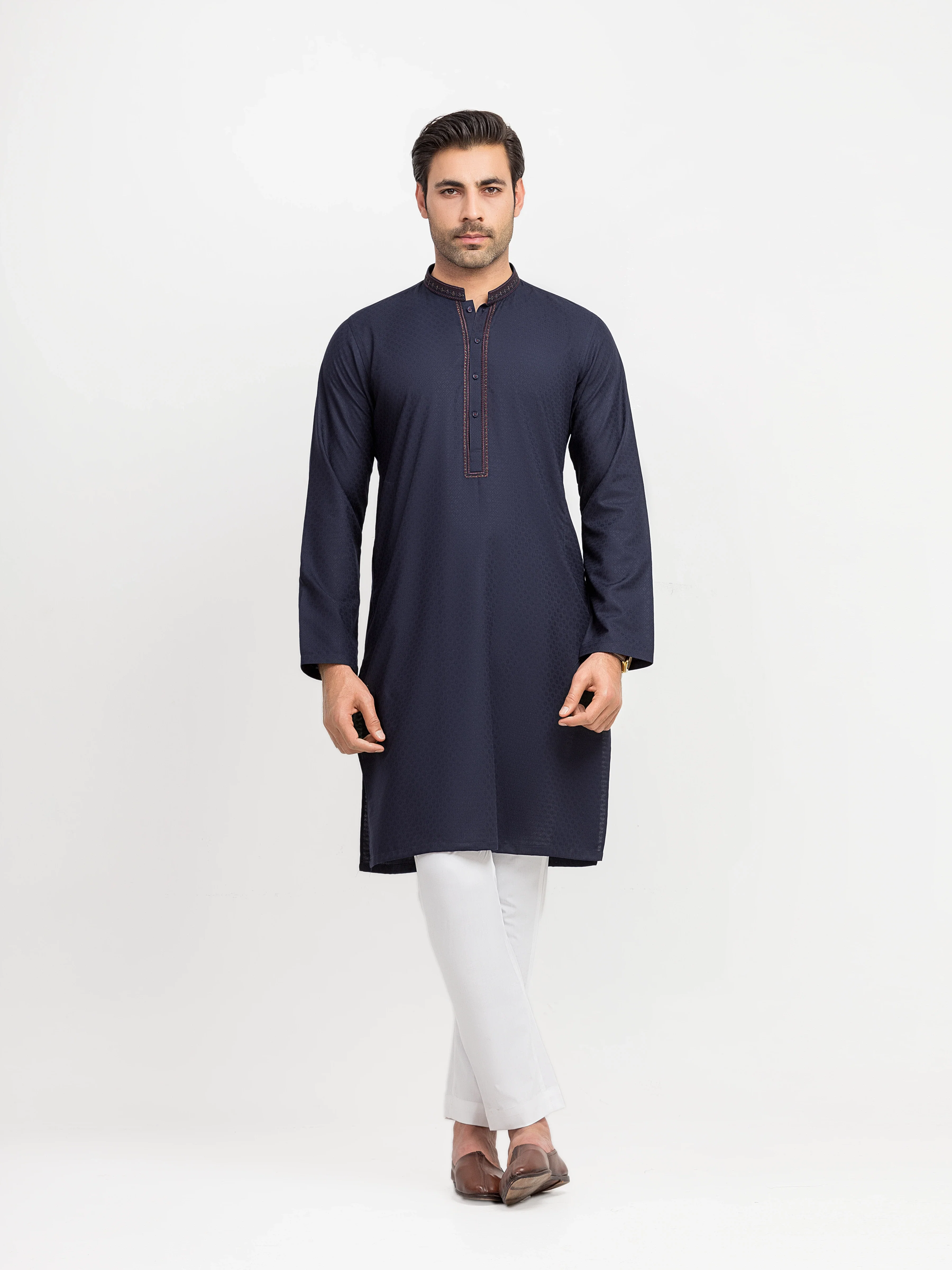 Men's Navy Blue Kurta - EMTK5-99629